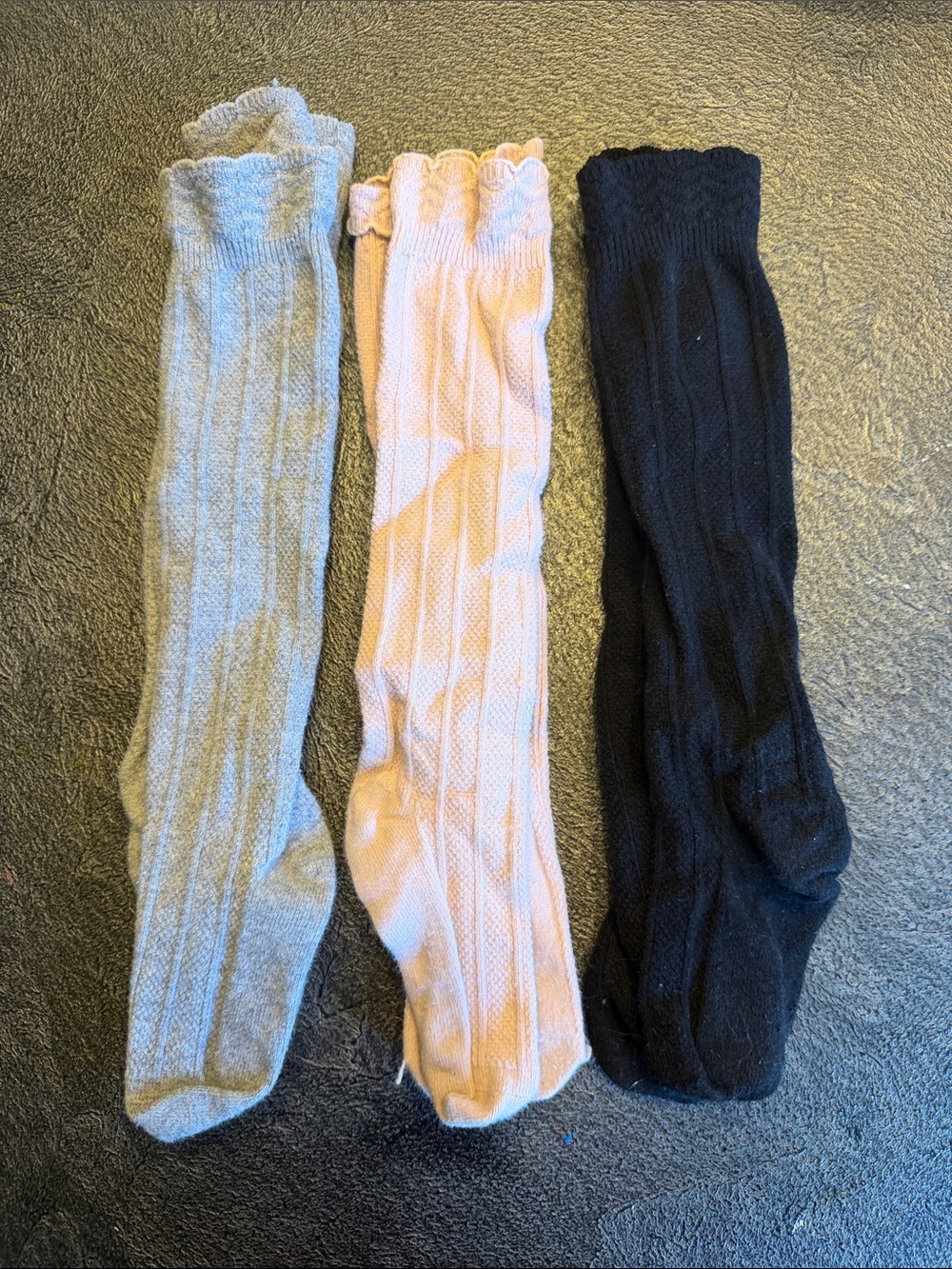 Girls Ribbed Knee-High Socks - Gray, Pink, Black